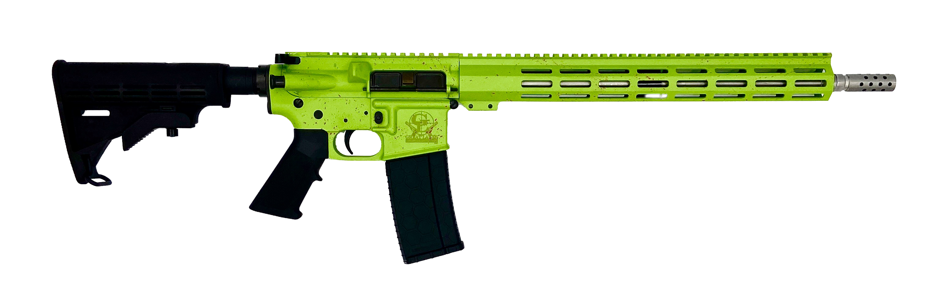 Great Lakes Firearms AR15 Rifle, .223 Wylde, 16" 416r Stainless Steel Barrel, 15.25" M-LOK Rail, 6 Position M4 Stock, Zombie Splatter Cerakote Finish- GL15223SS S-ZOM