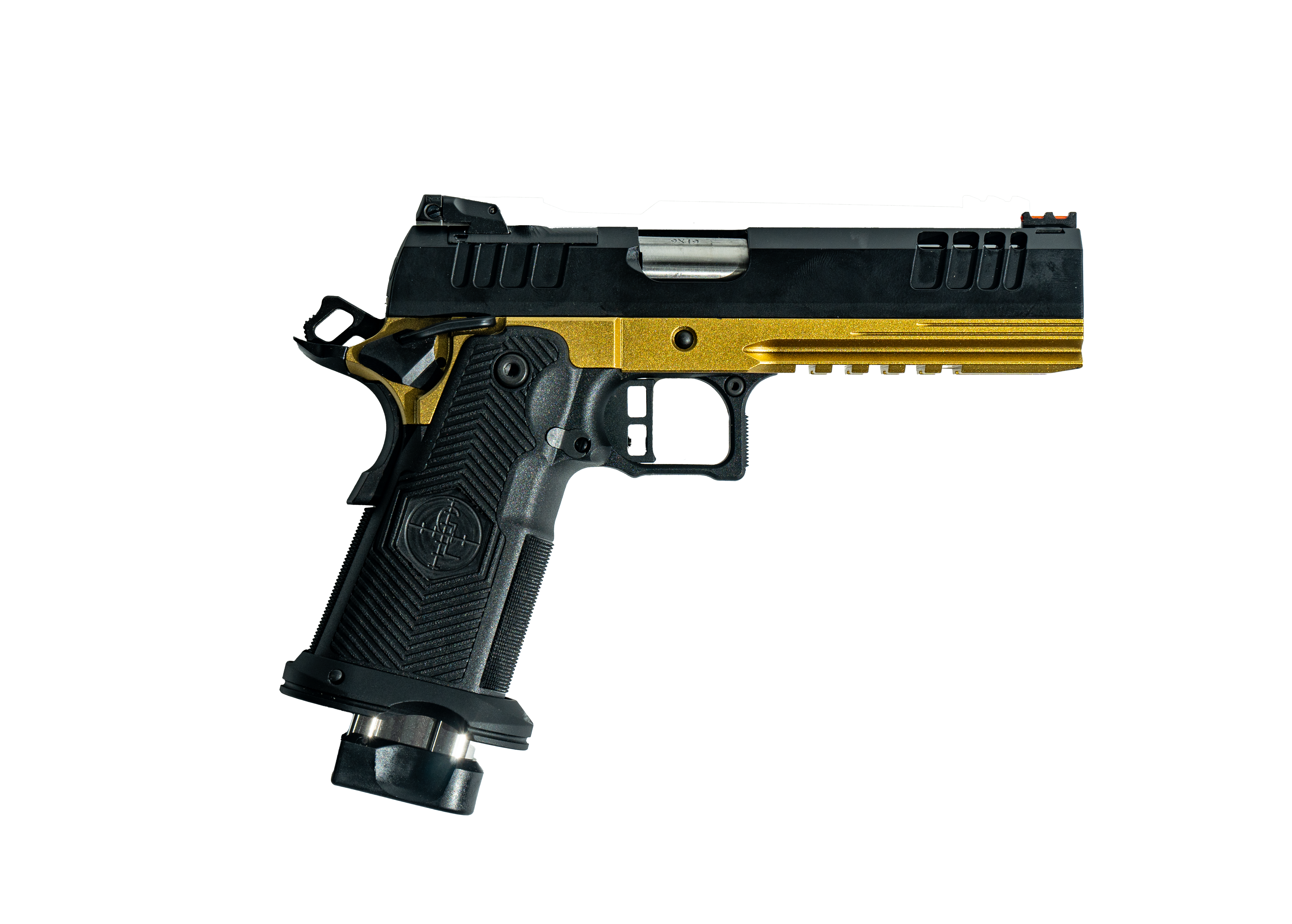 Great Lakes Firearms GL1911DS-9FSS G-GLD 1911DS Synergy 5" barrel, 20rd Magazine, Black Slide, Gold Frame