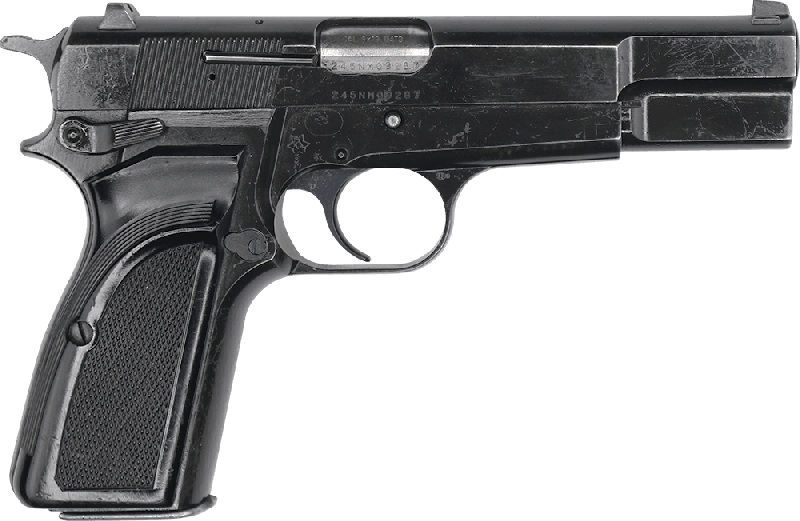 Browning Hi-Power 9mm Pistol, Original Belgian Made Police Surplus By F.N Herstal, Model MKIII- Star Marked,13 Rd Mag - NRA Surplus Good - Code HG5980