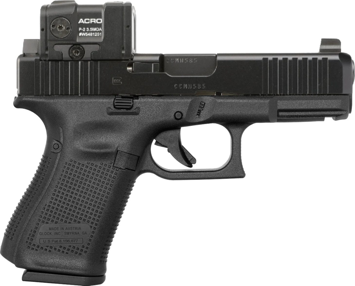 Glock G19 Gen 5, Aimpoint ACRO, (3) 15 Round Magazines, 4.02" Barrel, Ambi Slide Release, Front Slide Serrations, AmeriGlo Suppressor Sights, US MADE - UA195S303MOS7A1