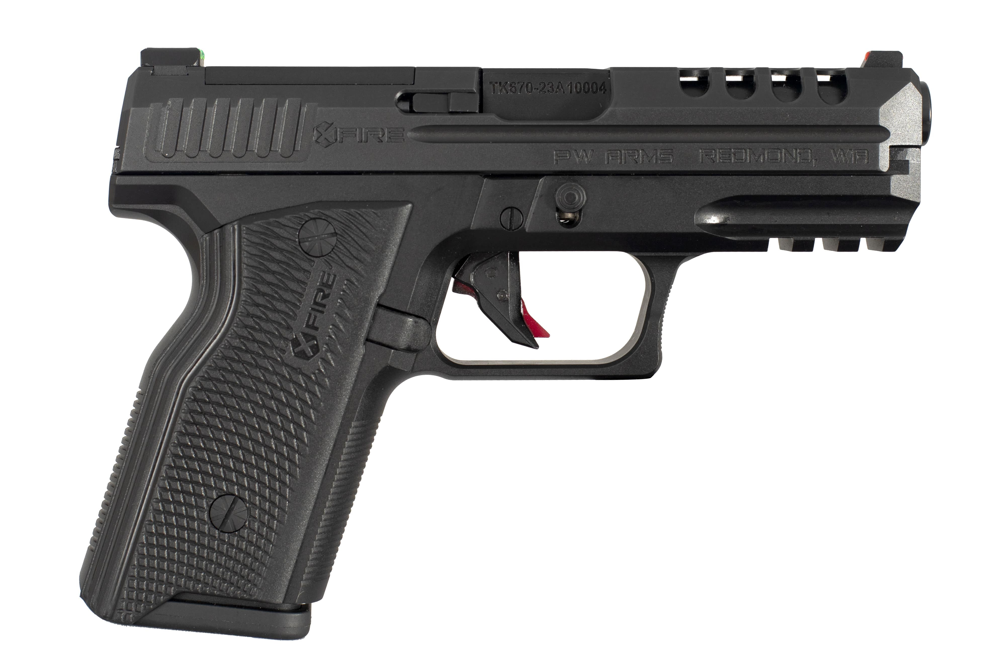 Ermox Defense XFIRE Semi-Automatic 9mm Pistol, Aluminum Frame, Optic Ready, Fiber Optic Sights, (2)15rd Magazines, Glock Compatible, Black-TK670-F1