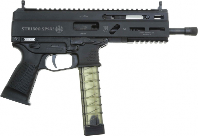Grand Power Stribog SP9A3 Semi-Auto Pistol 8" Barrel 9mm  with (3) 30 Round Mags - GPSP9A3
