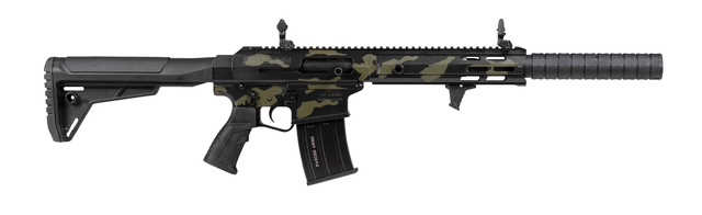 Panzer Arms AR12 PRO-S Semi-Automatic 12 Gauge Shotgun, 18.5" Barrel, 5+1 Capacity, MLOK Handguard, Ambi Controls, Multicam Black - PAAR12PROBMSF