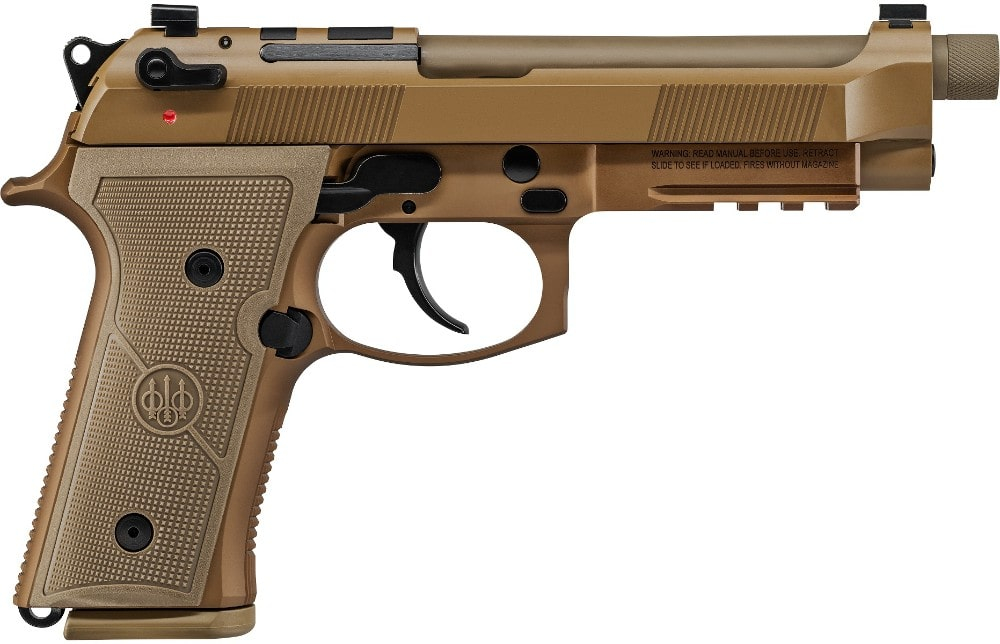 Beretta M9A4F G Type Semi-Automatic 9x19mm Optic Ready Pistol, 5.2" Barrel, (3) 18 Round Magazines, Threaded Barrel - FDE - JS92M9A4GM