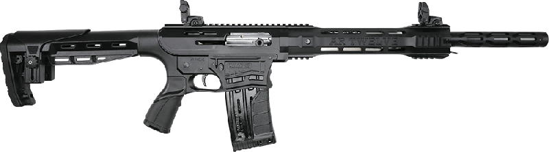 AR-12 Semi Auto, AR-15 Style 12GA Shotgun by Panzer Arms of Turkey, New G4 Model With Factory Upgrades and Choke Tubes, 3" Chambers, 2- Mags - Black