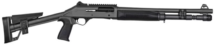 Panzer Arms M4 Tactical Semi-Automatic Shotgun 18.5" Barrel 12GA 3" 5 Round - Piston Driven - W / Fixed Skeletonized Stock - Disruptive Gray - PAM4TSDGFSS