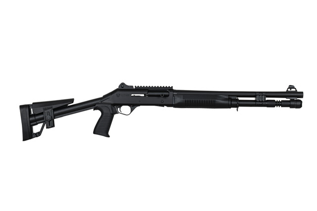 Panzer Arms M4 Tactical Semi-Automatic Shotgun 18.5" Barrel 12GA 3" 5 Round, Ambidextrous -Piston Driven - W / Fixed Skeletonized Stock -Black -PAM4TS