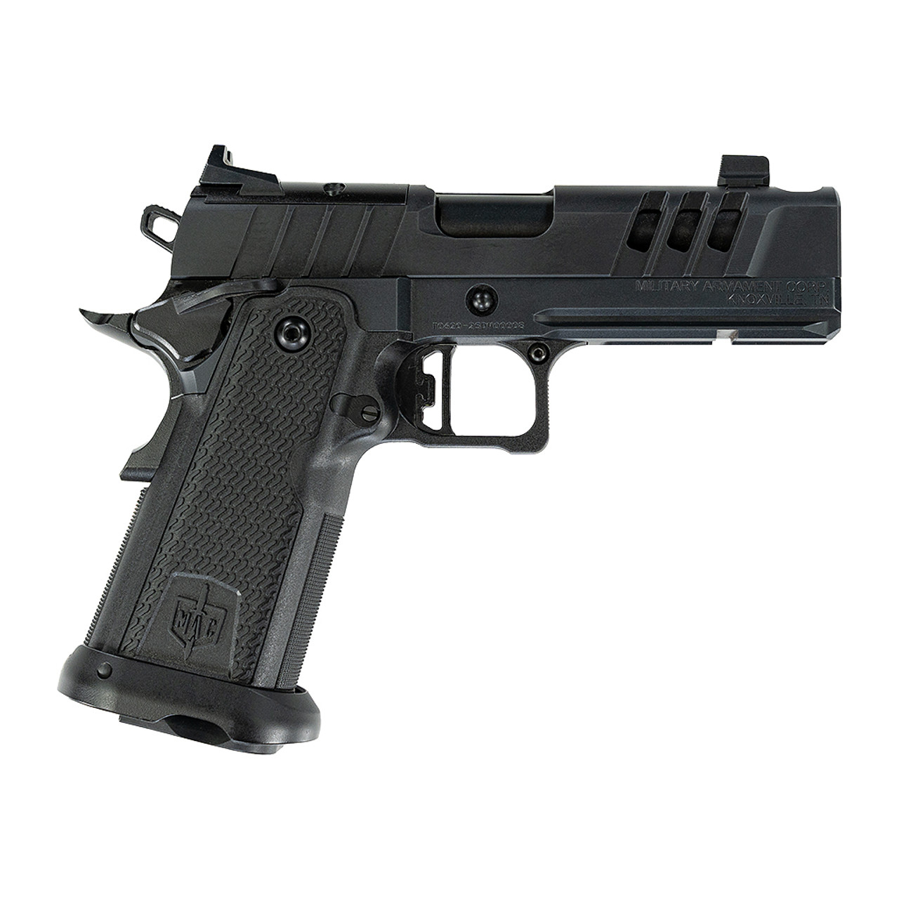 Military Armament Corporation MAC9DS-COMP, AOS Optic System, 4.25" Comp Barrel,  2-17rd Mags, Double Stack 1911, Semi-Auto Pistol, Black 12500015