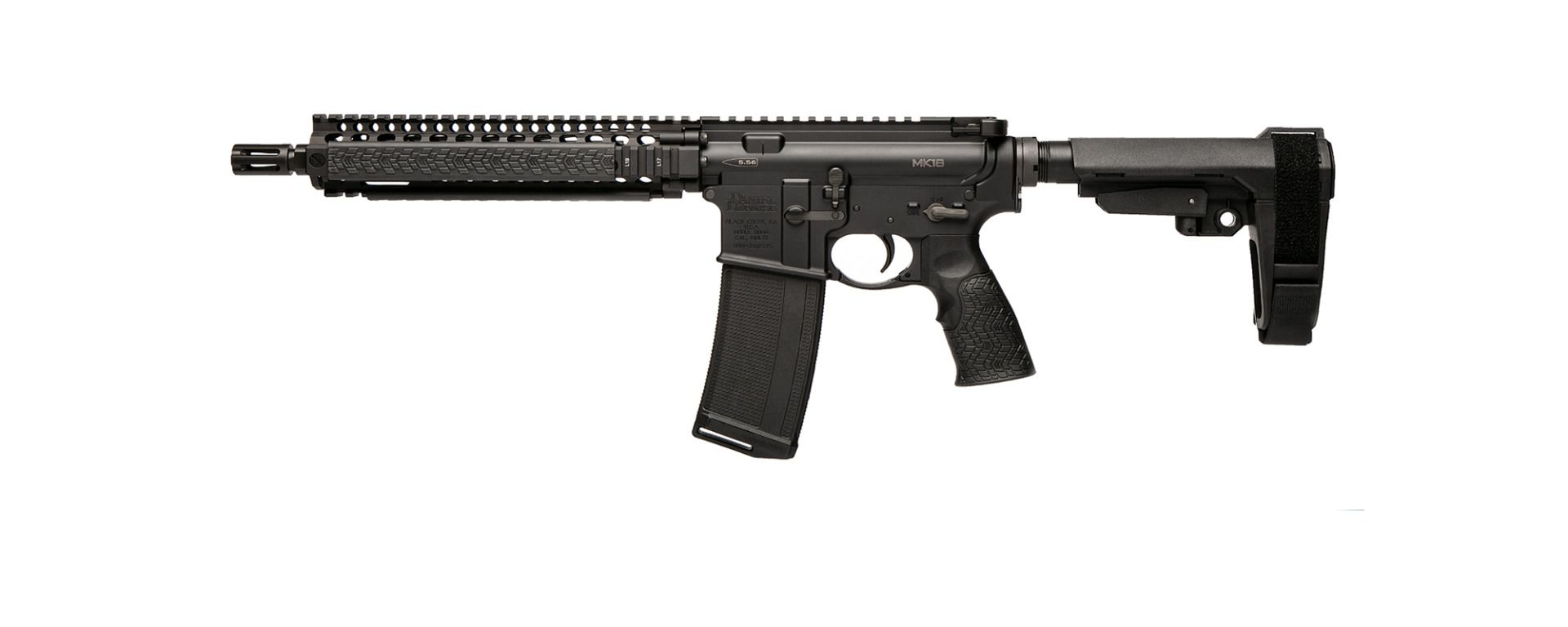 Daniel Defense 02-088-01202 DDM4 MK18 AR15 Pistol w/ Brace, 5.56 NATO 10.3" Barrel 30rd Black
