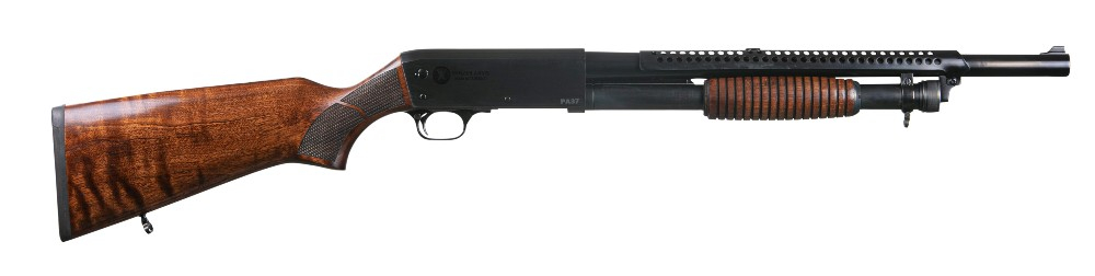 Panzer Arms PA37 Pump-Action Shotgun,12 Gauge,18.5 barrel, 3", 5+1-Natural Walnut Stock, Heat Shield, Choke Tubes -  Ithaca 37 Clone