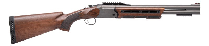 Panzer Arms Jaeger Tactical, Over/Under Shotgun, 12 Gauge, 3" Chamber, 18.5" Barrel, Walnut Stock w/ Walnut MLOK Handguard, Disruptive Grey Cerakote