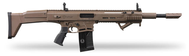 Panzer Arms-SCR XII Tactical Shotgun,12 Gauge, 18.5” Barrel, 5+1, 3", Adjustable Gas System, 2-5 Rd Mags, Flip Up Sights, Choke Tubes - FDE Cerakote