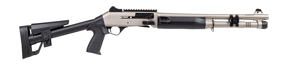 Panzer Arms M4 SPEED Tactical Semi-Auto Shotgun 18.5" Ported Barrel 12GA 3" 5 Round -Piston Driven -Fixed Skeleton Stock -Nickel Finish -PAM4CSMPFSS