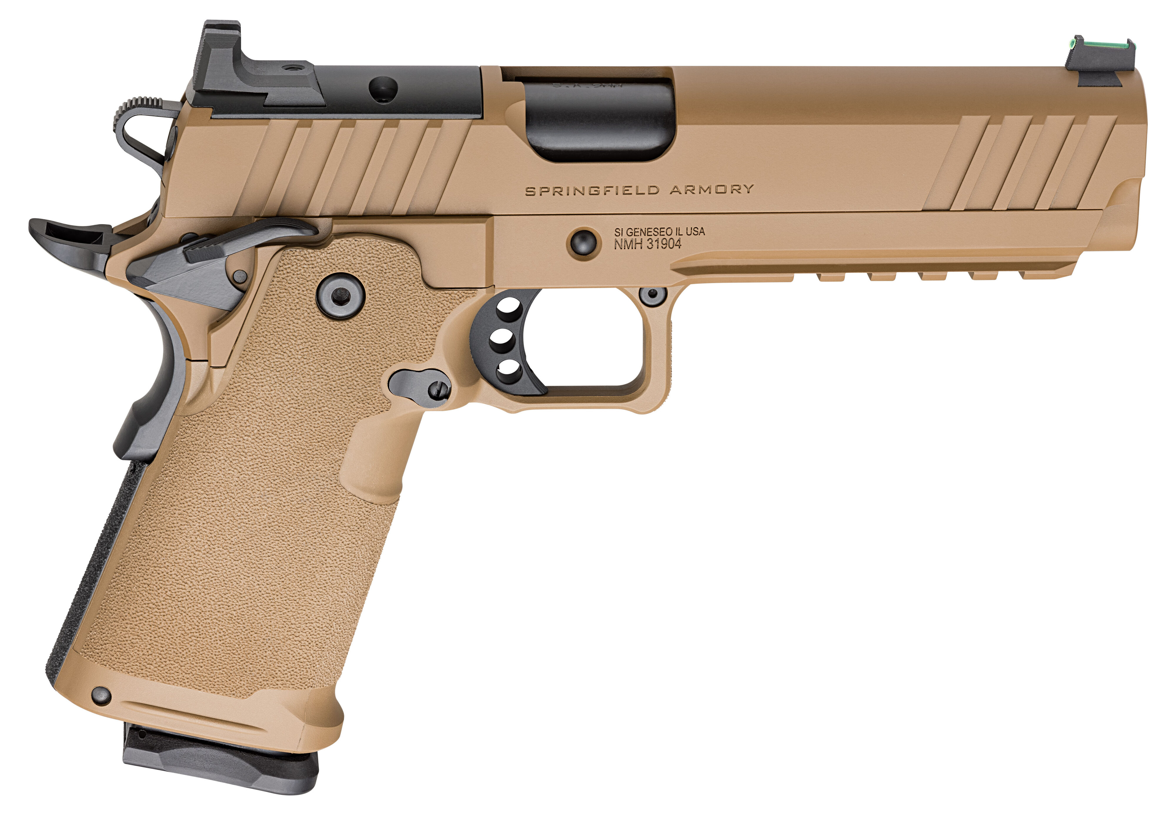 Springfield Prodigy 1911 9mm Pistol, Optic Ready, 5" Match SS Barrel, 1-17 + 1- 20 Rd Mag, Ambi Safety, Grip Safety - Coyote Brown - PH9119AOSCB
