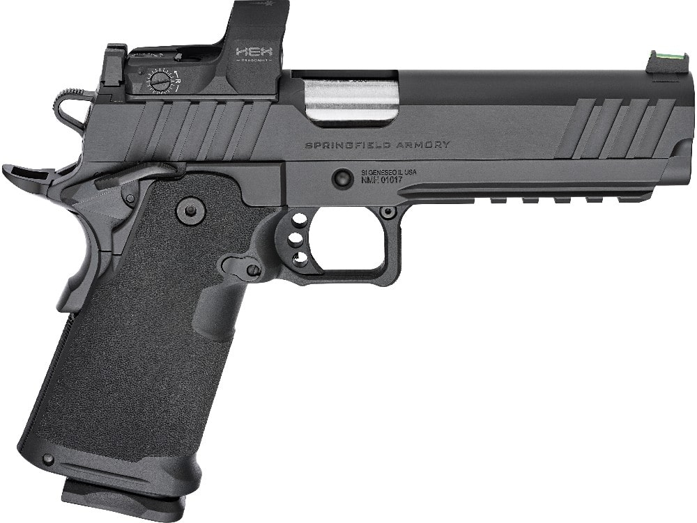 Springfield Armory Prodigy 1911 9mm Pistol, Springfield Armory Hex Dragonfly Reflex Red Dot Sight, 5" Match SS Barrel, 1-17 + 1- 20 Rd Mag, Ambi Safety, Grip Safety, Fiber Optic Sight - PH9119AOSD