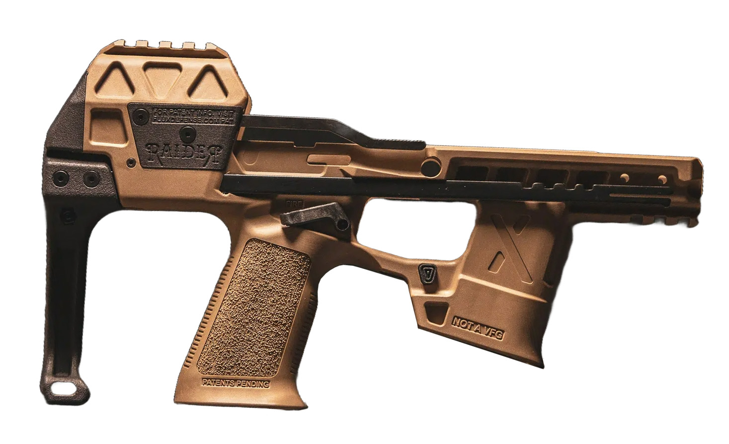 FLUX DEFENSE Raider X, P320 Micro PDW Chassis, Deployable Brace, CHASSIS ONLY (FCU/SLIDE NOT INCLUDED), Flat Dark Earth
