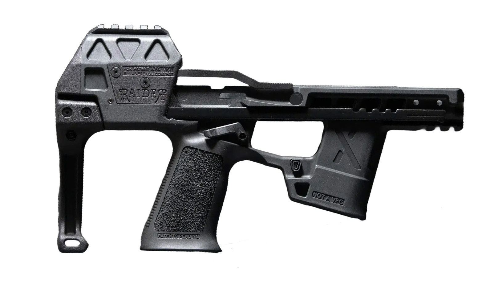 FLUX DEFENSE Raider X, P320 Micro PDW Chassis, Deployable Brace, CHASSIS ONLY (FCU/SLIDE NOT INCLUDED), Black