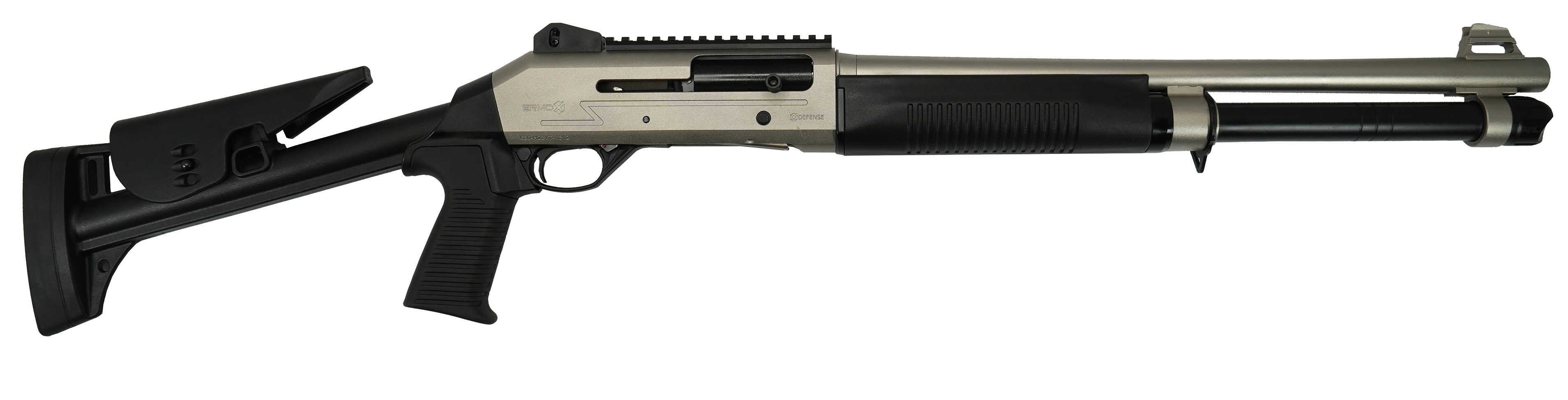 Ermox X-Defense Semi Auto M-4 Type Tactical Shotgun, 12 Ga, Gas Piston Operated, 5+1, 18.5" Bbl, Fiber Optic Front Sight, Choke Tubes, Marine Finish,