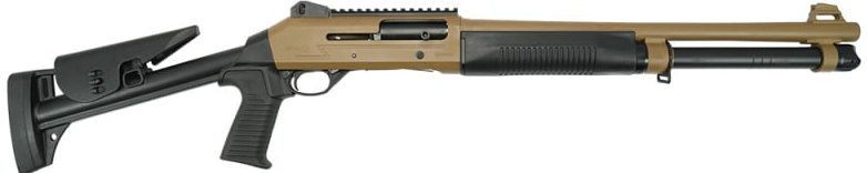 Ermox X-Defense-TN Semi-Auto M4 Type Tactical Shotgun, 12 Ga, Gas Piston Operated, 5+1, 18.5" Bbl, Fiber Optic Front Sight, Choke Set, Tan Cerakote,