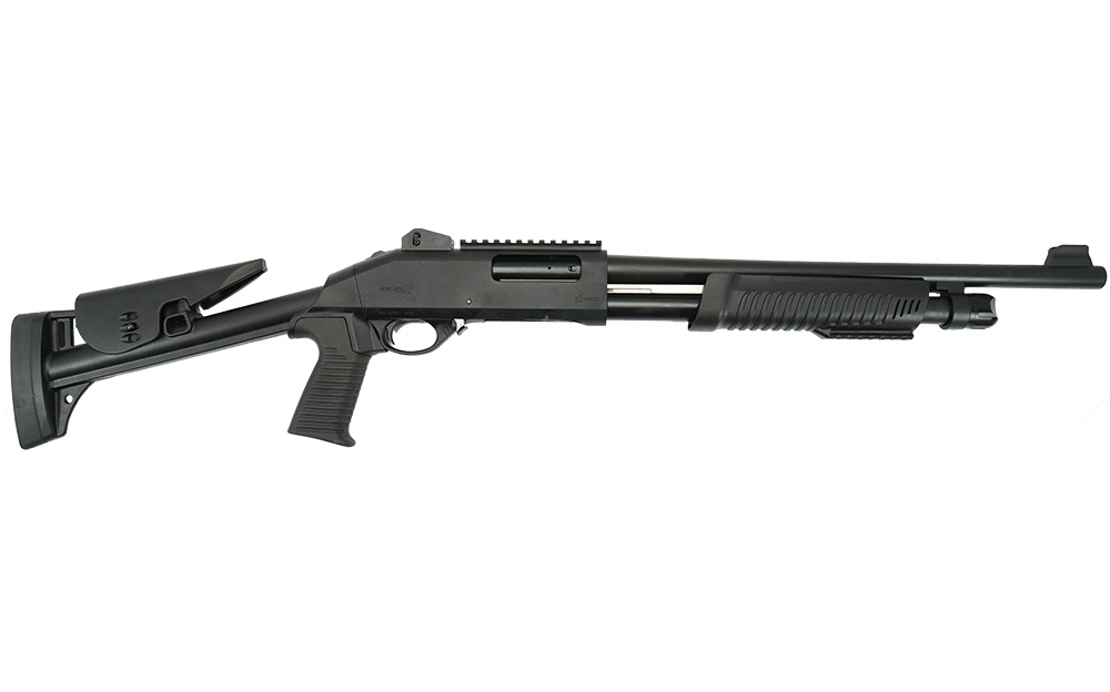 Ermox X-PRO-P1 Pump Action Tactical Shotgun,12 Gauge, 5+1, 3" Chamber, 18.5" Barrel, Fiber Optic Front Sight, Skeleton Stock, Black, X-PRO-P1