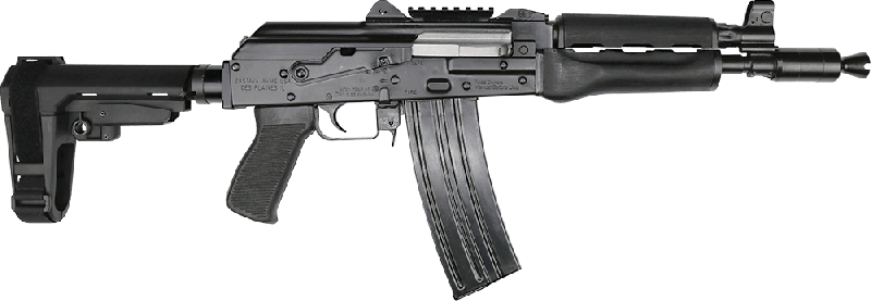 Zastava ZPAP85 Semi-Automatic AK-47 Pistol 10.5" Barrel .223/5.56NATO 30rd - Bulged Trunnion, Chrome-Lined Barrel, SBA3 Brace - ZP85556TAB